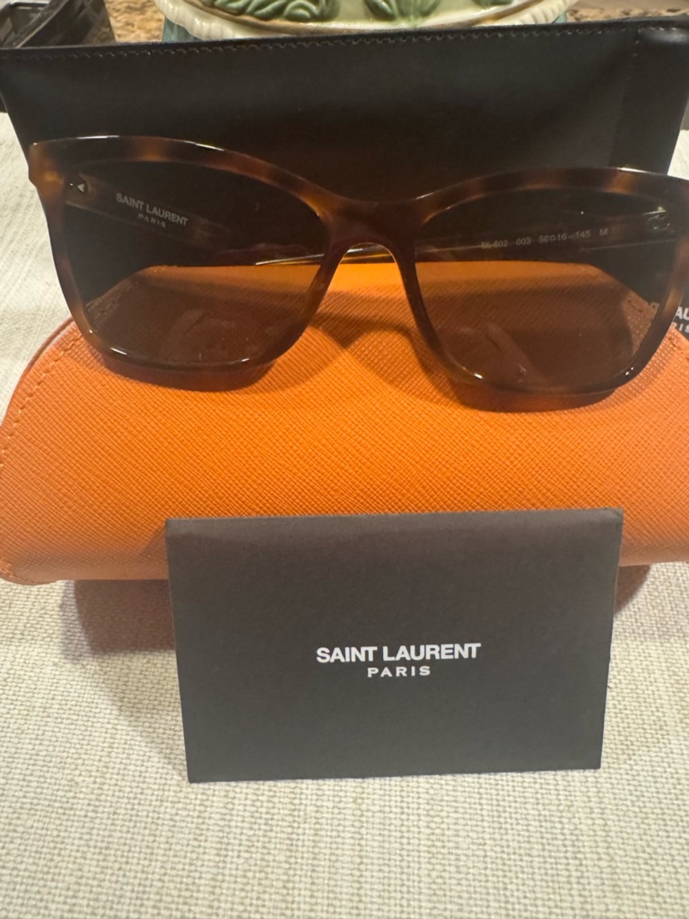 Saint Laurent Women’s Tortoise Sunglasses - Brown with Case - Picture 2 of 7